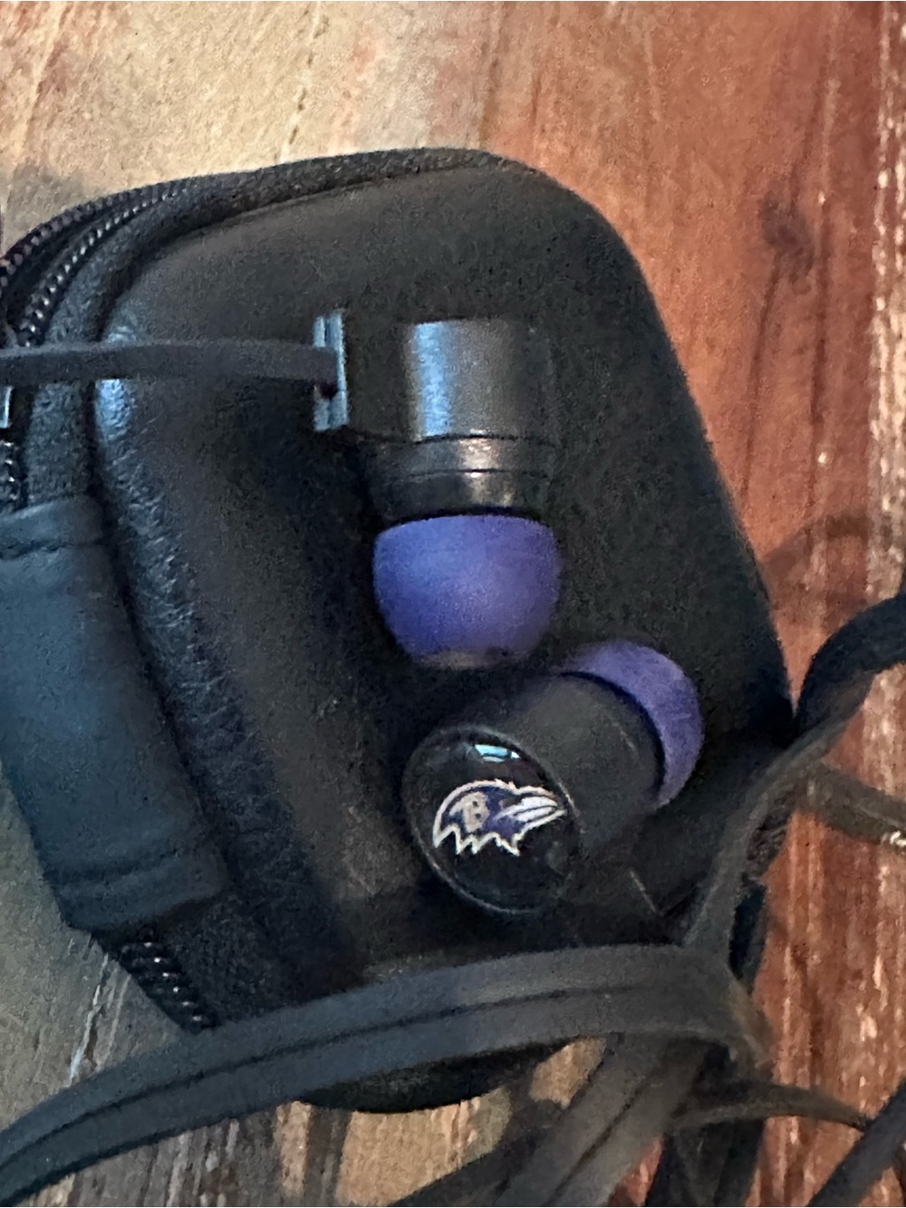 Baltimore Ravens Football NFL ear buds in travel case
